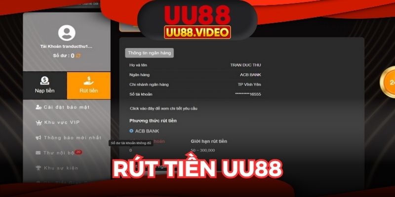 Rút Tiền UU88 Dễ Dàng Chỉ Trong 3–5 Phút – Không Lo Lỗi